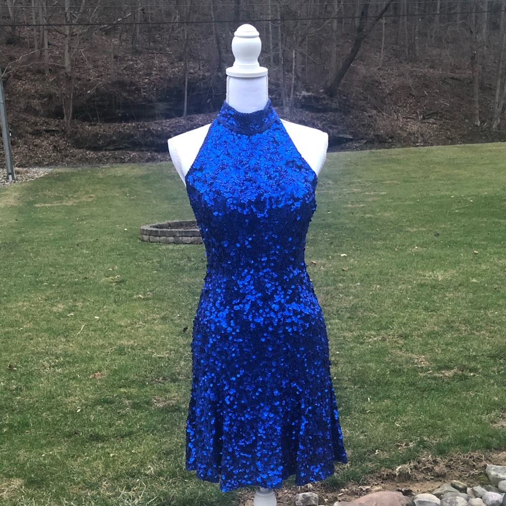 Sheri Hill homecoming blue sequin  dress